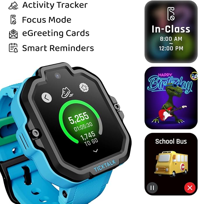 TickTalk 5 Kids Smart Watch with GPS Tracker, Voice & Video Calling, Texts, SOS & Parental Controls | Safe 4G LTE Smartwatch with Free Music, Reminders & School Mode for Boys & Girls Ages 3-12