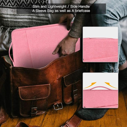 15.6 Inch Laptop Case Sleeve for Women, Waterproof Chromebook Bag for Lenovo ideaPad 3i/ideaPad 1, ASUS VivoBook Go, Dell Inspiron, Pink