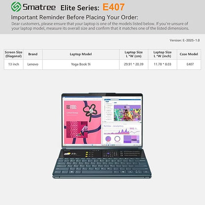 Smatree Laptop Sleeve for 13 inch Lenovo Yoga Book 9i,Case with Pocket,YKK Zipper,Patented Shockproof Design(E407)