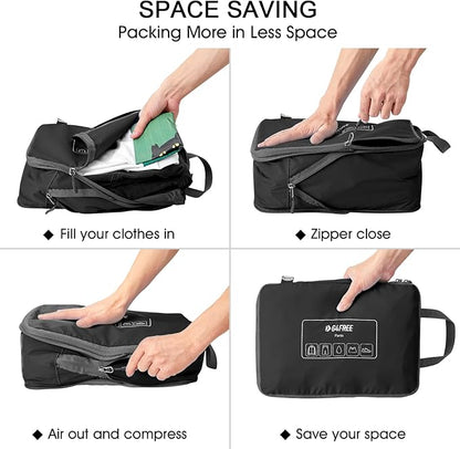 G4Free 6 Set Compression Packing Cubes, 3 sizes Travel Packing Organizers for Suitcases, Expandable Luggage Suitcase Storage Bags Set, Lightweight Packing Cubes Travel Essentials