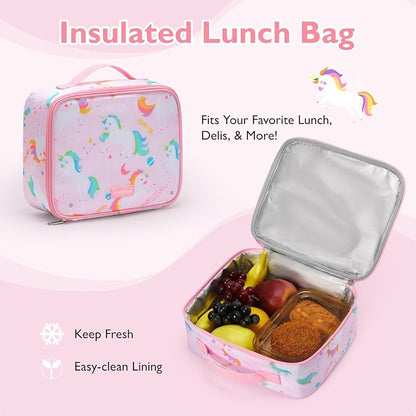mommore Kids Backpack for Boys Girls Preschool Kindergarten Backpacks Lightweight Elementary School Bookbag with Lunch Box