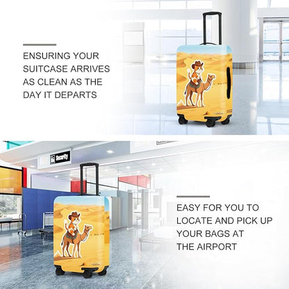 Desert Adventure Luggage Protector, Washable Suitcase Cover with Cowboy Camel Scene Anti-scratch for 18",20",22" Bag
