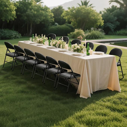 18 Pack Black Folding Chairs with Padded Cushion for Outside, Portable Stackable Commercial Metal Foldable Chairs with Steel Frame for Home Events Office Wedding Party, 350lbs Capacity