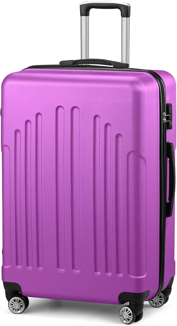 Karl home 28 Inch Check-in Luggage with Spinner Wheels, ABS Hardshell Checked Suitcase with TSA Lock, Durable Large Suitcase Rolling Luggage for Men Women, Purple