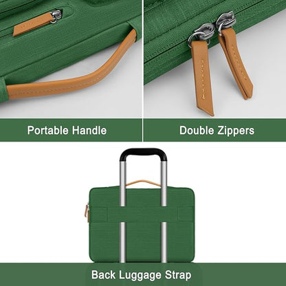MOSISO 360 Protective Laptop Case 16 inch, 15-15.6 inch Laptop Sleeve Compatible with MacBook Pro 16, HP, Acer, Dell, Lenovo, ASUS, Side Open Carrying Case with 4 Zipper Pockets&Handle, Jungle Green