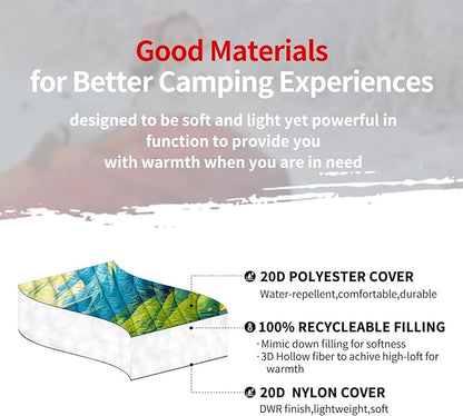 zzlamb Camping Blanket for Cold Weather,Outdoor Puffy Blanket Portable Down Alternative,Windproof Warm Cloak with Snaps,Cozy Quilt Backpacking Picnic RV Travel Plane Car Hammock Beach Climbing
