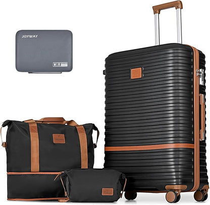 Joyway 28 Inch Luggage with Spinner Wheels, Lightweight Hard Shell Large suitcase, 3 Piece Luggage Sets with TSA Lock, Black