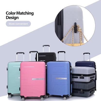Luggage 3 Piece Sets Suitcase Set with Double Spinner Wheels, Lightweight Carry On Hardside Travel Luggage with TSA Lock, (20/24/28) (Silver)