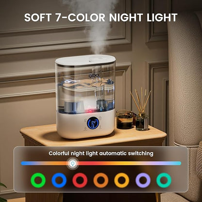 COMHOMA Smart Humidifiers for Bedroom, 5L Top Fill Supersized Humidifier Essential Oil Diffuser for Baby & Plants, 3 adjustable Mist with 28dB Quiet, Touch/APP/7-color Nightlight, 36H Runtime, White
