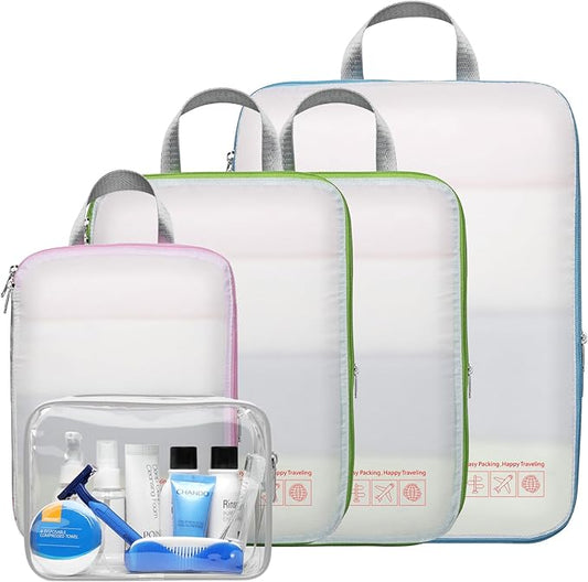 Cambond Compression Packing Cubes for Travel Women - Expandable Travel Bags Luggage Organizers Travel Essentials Compression Cubes for Travel Carry on Suitcases Organizer