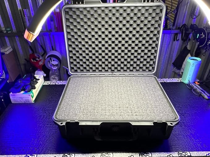 MEIJIA Premium Waterproof Hard Compact Camera Case with customizable fit foam,Full Protection with Light&Convenient Design,19.3"x15.25"x7.3".,Elegant Black