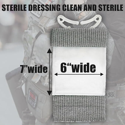 Israeli Style Emergency Bandage Version A - 6 Inch, Sterile Vacuum Sealed - Combat Tactical First Aid Kit IFAK Supplies - Compression Trauma Wound Dressing, 2 Count