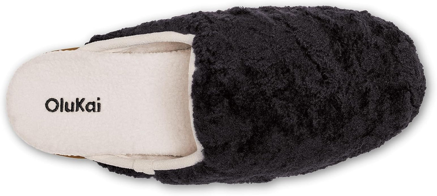 OLUKAI Hale Mule Women's Slipper, Women's Slip-On Shoes, Genuine Shearling with Fleece Lining, Wet Grip Soles for Inside & Outside Wear, Cute & Ultra-Soft Comfort Fit