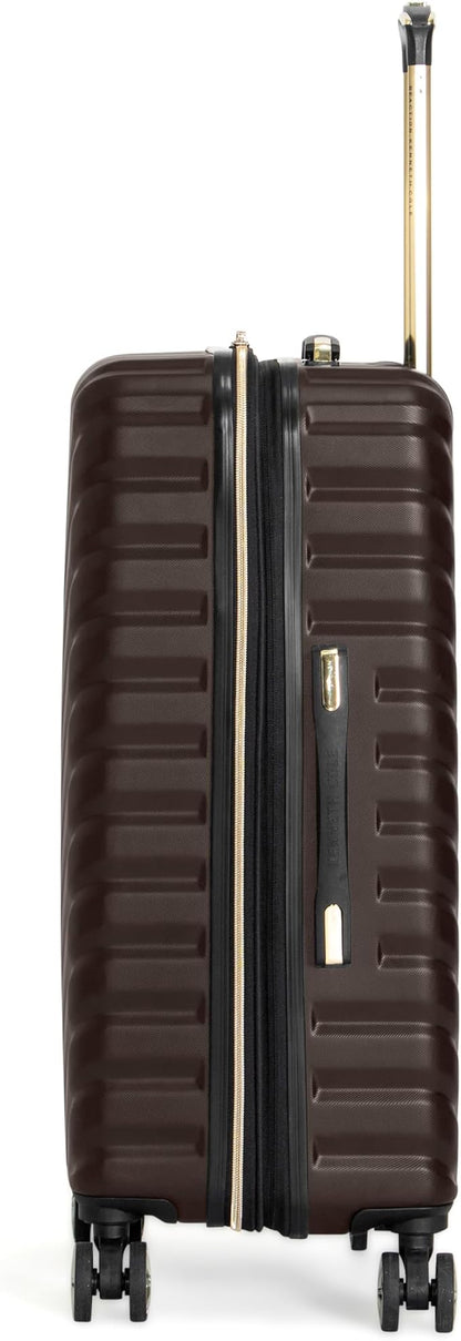 Kenneth Cole REACTION Madison Square Lightweight Hardside Chevron Expandable Spinner Luggage, Chocolate Brown, 24-Inch Checked