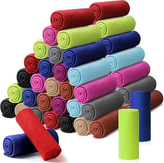 Kinlop Fleece Blanket Bulk 60 x 50 Inch Soft Lightweight Fleece Cozy Blanket Warm Throw Plush Pet Throw for Bed Couch Sofa Home Office Wedding Gifts Travel Camping(Chic Color,60 Packs)