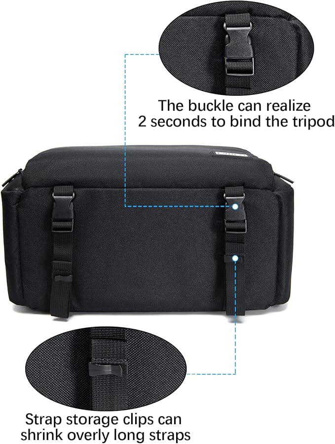 CADeN Compact Camera Shoulder Crossbody Bag Case Compatible for Nikon, Canon, Sony SLR/DSLR Mirrorless Cameras and Lenses Waterproof (1.0 L, Black)