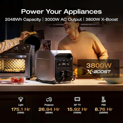 EF ECOFLOW Portable Power Station DELTA 3 MAX Plus with 400W Solar Panel, 3000W Max Output, Fast 0–80% Recharge in 64mins, Reliable Home Backup & RV Camping