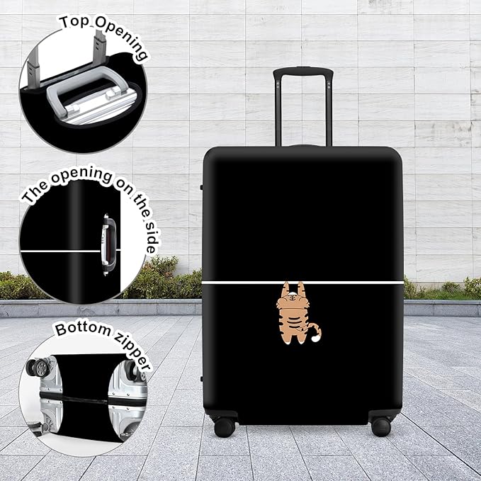 Black Tiger Luggage Protector, Washable Suitcase Cover Simple Cartoon Feline Anti-scratch for 32",34"Bag