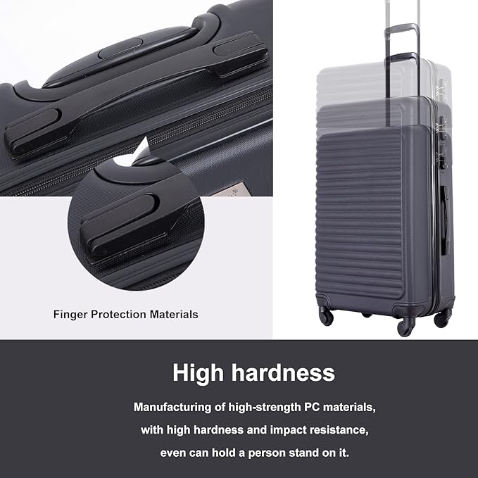 Travelhouse Luggage Sets, Expandable Hardside Suitcases 24in/28in, Carry on 20in,3 Piece Set Travel Luggages Clearance with Double Spinner Wheels TSA Lock Lightweight (Black-85)