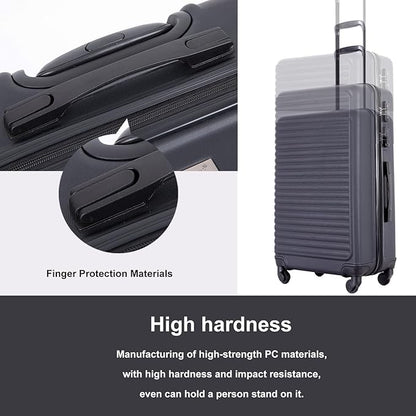 Travelhouse Luggage Sets, Expandable Hardside Suitcases 24in/28in, Carry on 20in,3 Piece Set Travel Luggages Clearance with Double Spinner Wheels TSA Lock Lightweight (Black-85)