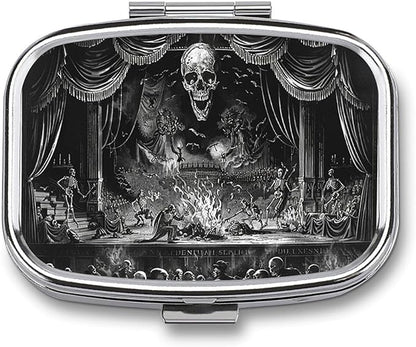 Metal 2 Compartment Pill Organizer Travel Friendly Portable Compact Pill Box Cute Pill Case to Hold Vitamins,Fish Oil,Supplements,Meds,Tablet for Purse,Pocket. (Dark Stage)