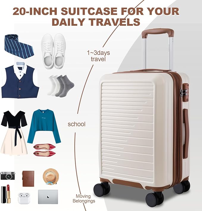 OUZZO Luggage Sets 3 Piece,Expandable Suitcase Sets with Double Spinner Wheels, Hardshell Lightweight PC Checked Luggage set, TSA Lock,for Family Trips, Business,Vacation