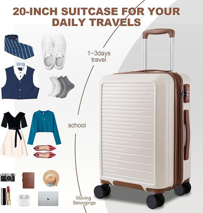 OUZZO Luggage Sets 3 Piece,Expandable Suitcase Sets with Double Spinner Wheels, Hardshell Lightweight PC Checked Luggage set, TSA Lock,for Family Trips, Business,Vacation