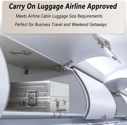 20 Inch All Aluminum Carry On Luggage 22x14x9 Airline Approved with Spinner Wheels,Hard Shell Zipperless Lightweight Small Suitcase with TSA Approved for Travel Business Women Men,Black
