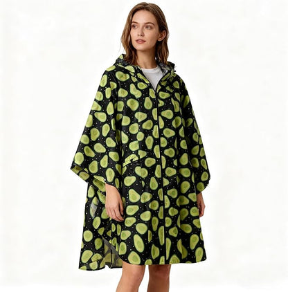 Hooded Rain Ponchos for Adult - Rain Coat and Rain Jacket with Waterproof Pocket and Zipper