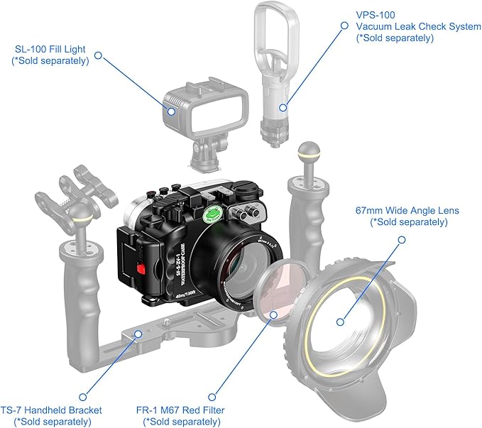 Sea frogs Camera Housing Compatible with Sony ZV-1, Waterproof IPX8 Rated, 40m/132ft Depth Protection Underwater Camera Case