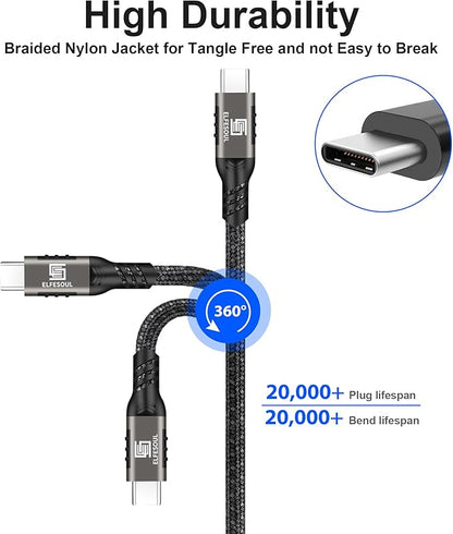 USB C Cable 6.6ft, USB-A to USB-C Cable USB 3.1 USB 3.2 Gen2 10Gbps Data Charger Cord for Samsung Galaxy S24 S23 S22 S21 S20 S10 S9, Android Auto USB Cord and iPhone 15/15 Pro, Nylon Braided, 2 Pack