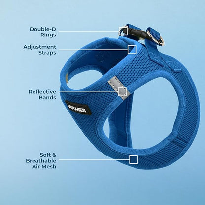 Best Pet Supplies Voyager Step-in Air Harness - All Weather Mesh, Reflective, No Pull Harness for Dogs, Cats - Secure with Hook & Loop Fastener, Buckle, Double D-Rings - Royal Blue, XS