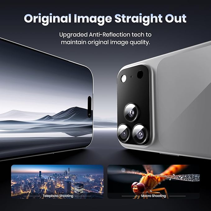 Hoerrye for iPhone 17 Pro Max Camera Lens Protector - [12FT Shatterproof Military Grade] [Strong Adsorption] Metal 9H+ Tempered Glass Camera Screen Full Cover Case Friendly,Black