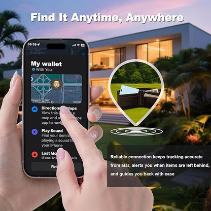 Wallet Tracker Card, Slim Rechargeable Bluetooth Item Locator, Smart Finder Compatible with Apple Find My for Wallet, Luggage, Passport, IP68 Waterproof (iOS Only) (Carbon Fiber Blue)