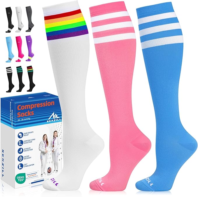 NEWZILL Medical Compression Socks for Women & Men, 20-30 mmHg Knee-High Support for Circulation, All-Day Comfort for Work Travel Running Cycling and Fitness