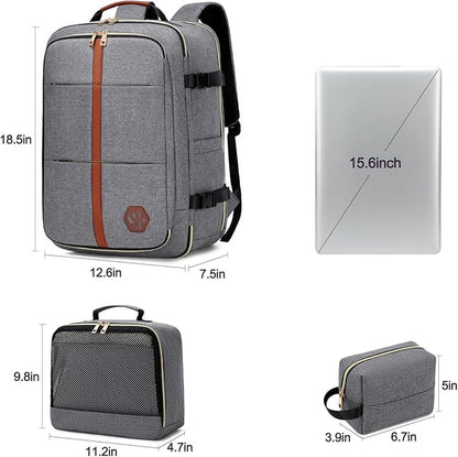 40L Travel Laptop Backpack for Women & Men, Airline Approved Carry On Luggage Overnight Bags, Waterproof Personal Item Bag, Weekender Essentials Backpacks Vacuum Backpack Gray