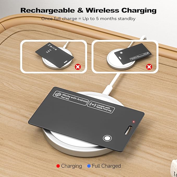 [2025 New] Wallet Tracker Card, Certifed by Apple Find My & Google's Find Hub, Android airtag, Item Locator, Credit Card Size Tracker, Card Holder Tracker, Keys, Bags (Black, 1 Pack)