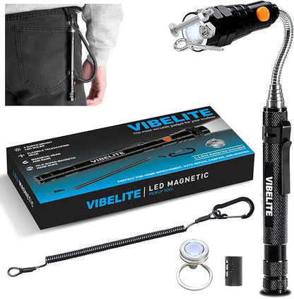 VIBELITE Gifts for Dad, Magnetic Flashlight with Tool Magnetic Lanyard, Telescoping Magnet Pickup Tool, Cool Gadgets Gifts Idea, Birthday Gifts for Men, Handyman, Husband, Boyfriend, Him