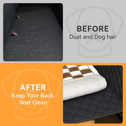 Backseat Dog Bed Non-Slip, Back Seat Pet Mat, Soft and Comfortable Dog Seat Covers for Travel, Pet Car Blanket for Backseat Extender and Seat Covers (Brown&White, 51.2"x24.6")