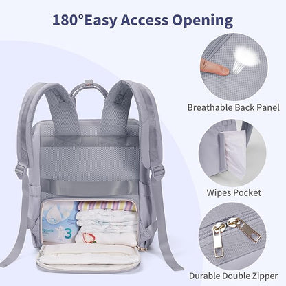 CEI-CEI Diaper Bag Backpack for Mom and Dad, Puffer Baby Bag Backpack with Insulated Pocket, Water-Resistant, Unisex Travel Backpack with Changing Pad & Stroller Straps