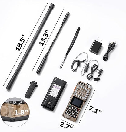 BAOFENG UV-25 10W Dual Band Ham Handheld Radio, Tri-Power, UHF VHF FM Airband NOAA Receiver with 5200mAh Battery USB-C Port, 999CH, Tactical Two Way Radio for Adults, Chirp Compatible, Coyote Brown