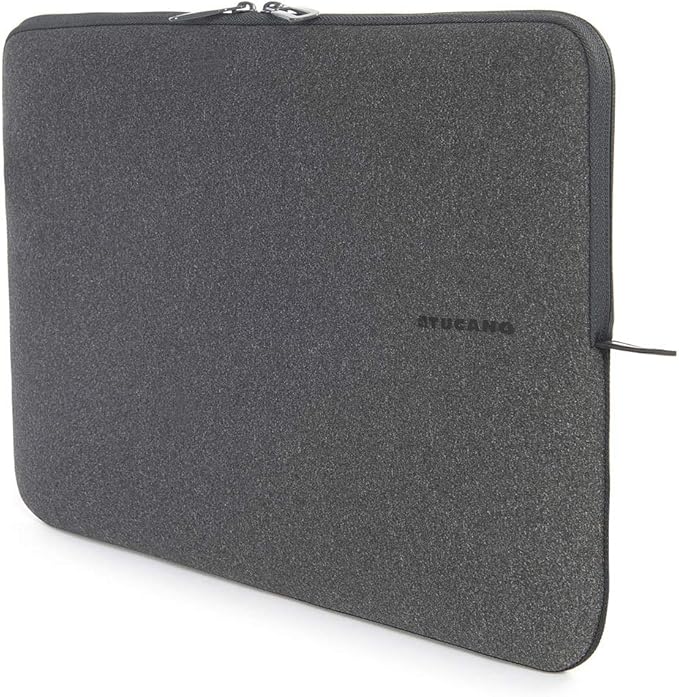 TUCANO Melange Neoprene Sleeve Comp. with MacBook Pro 16” / Laptop up to 15.6”, 4mm Thick, Anti-Slip, Anti-Scratch Grey Black