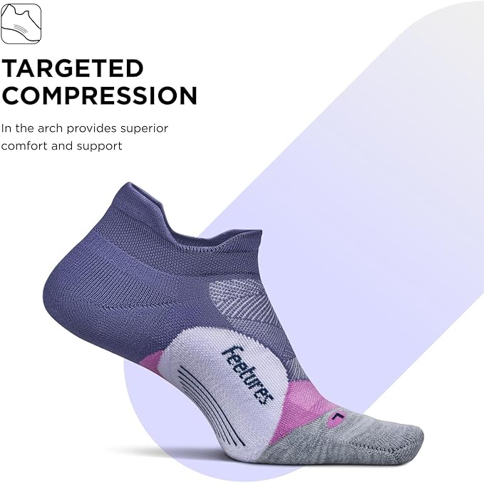 Feetures Elite Light Cushion No Show Tab Athletic Ankle Socks - Sport Sock with Targeted Compression