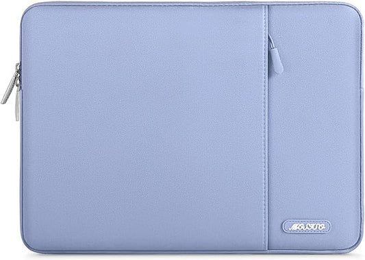 MOSISO Laptop Case 13.3 inch, 13-13.3 inch Laptop Sleeve Compatible with MacBook Air/Pro 13/Pro 14 M5 M4 M3 M2 M1, HP Dell ASUS Lenovo,Polyester Vertical Computer Sleeve Bag with Pocket, Pastel Blue