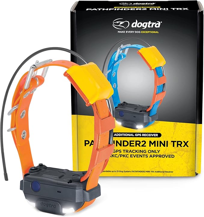 Dogtra Pathfinder 2 Mini TRX Additional Receiver Dog GPS Tracker LED Light Orange Collar SmartWatch Compatible Rechargeable Waterproof Free Offline Maps No Monthly Fee Smartphone Required