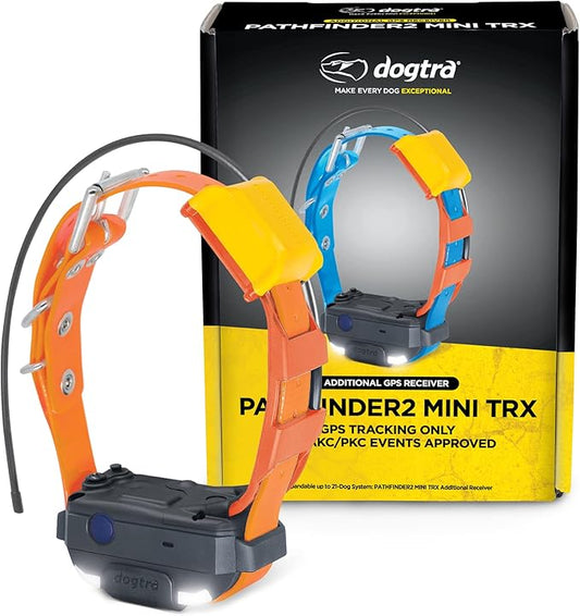 Dogtra Pathfinder 2 Mini TRX Additional Receiver Dog GPS Tracker LED Light Orange Collar SmartWatch Compatible Rechargeable Waterproof Free Offline Maps No Monthly Fee Smartphone Required