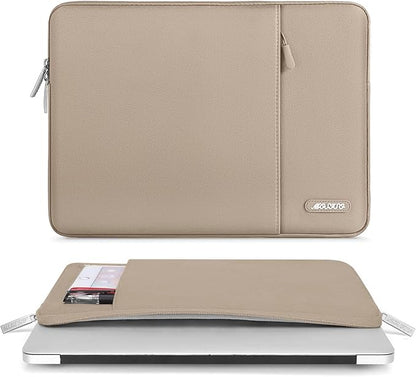 MOSISO Laptop Case 13.3 inch, 13-13.3 inch Laptop Sleeve Compatible with MacBook Air/Pro 13/Pro 14 M5 M4 M3 M2 M1, HP Dell ASUS Lenovo,Polyester Vertical Computer Sleeve Bag with Pocket, Taupe Brown