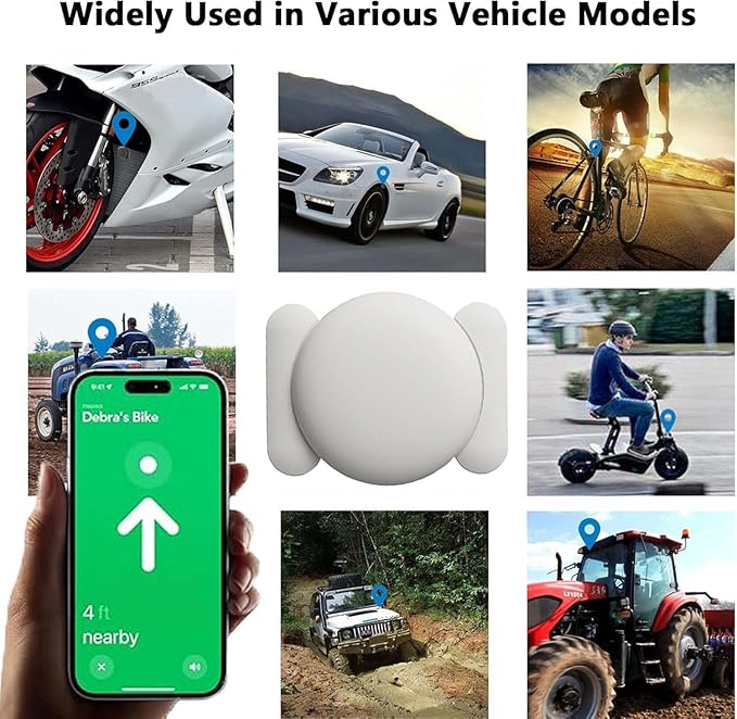 Car GPS Tracking for Vehicles, 2PCS Real Time GPS Tracker for Car Work with Find My (iOS Only), Hidden Mini GPS Tracker Device, No Monthly Fee (White Tracker, White Magnetic Case)
