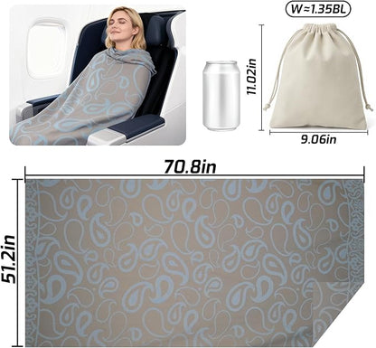 Compact Travel Blanket - Ultra Soft & Lightweight Knit Design Airplane Blanket, 53x72 Inch, Stylish Travel Shawl Wraps for Flights, Car,Travel Essentials, Gifts, Camping