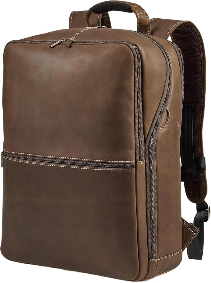 Luxorro Professional Leather Backpack – Handcrafted Full-Grain Leather Laptop Bag for Work & Travel (Dark Brown, 15 Inch)
